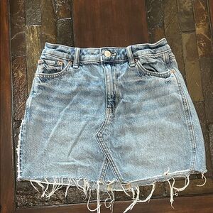 American Eagle Denim Frayed Mini Skirt